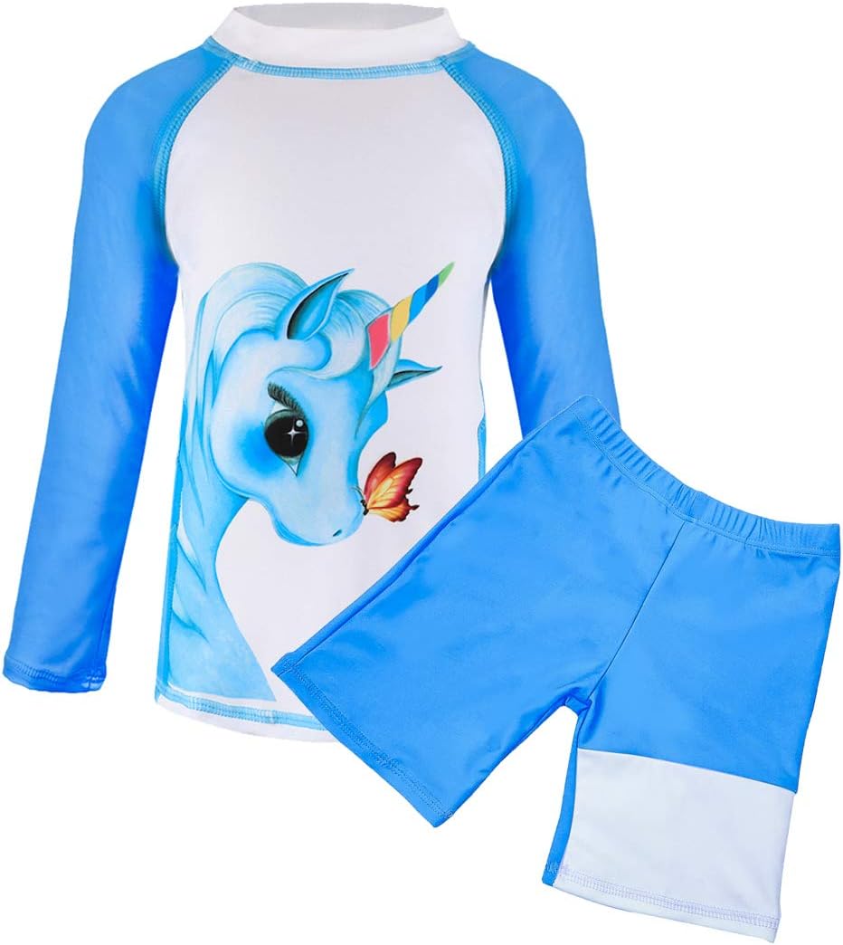 Suyye Girls Two Pieces Swimsuits Rash Guard Tankini Kids Swimwear