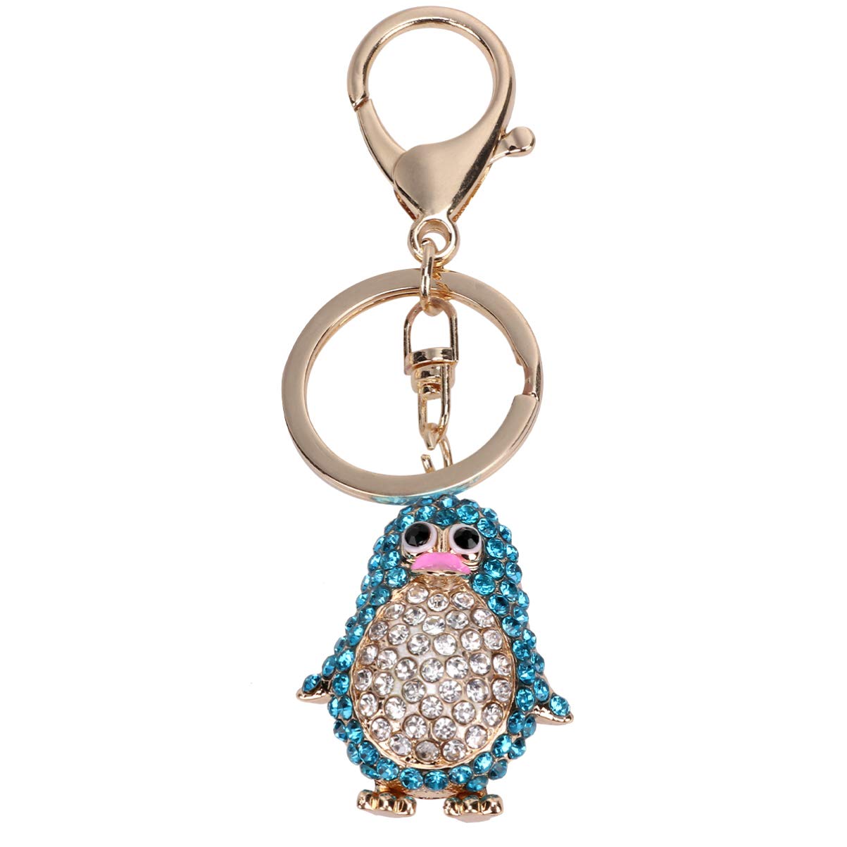 TOYANDONA Rhinestone Keyring, Cute Crystal Keychain Animal Keyrings DIY Diamond Keychain for Art Craft Key Ring Phone Charm Bag Decor - Blue
