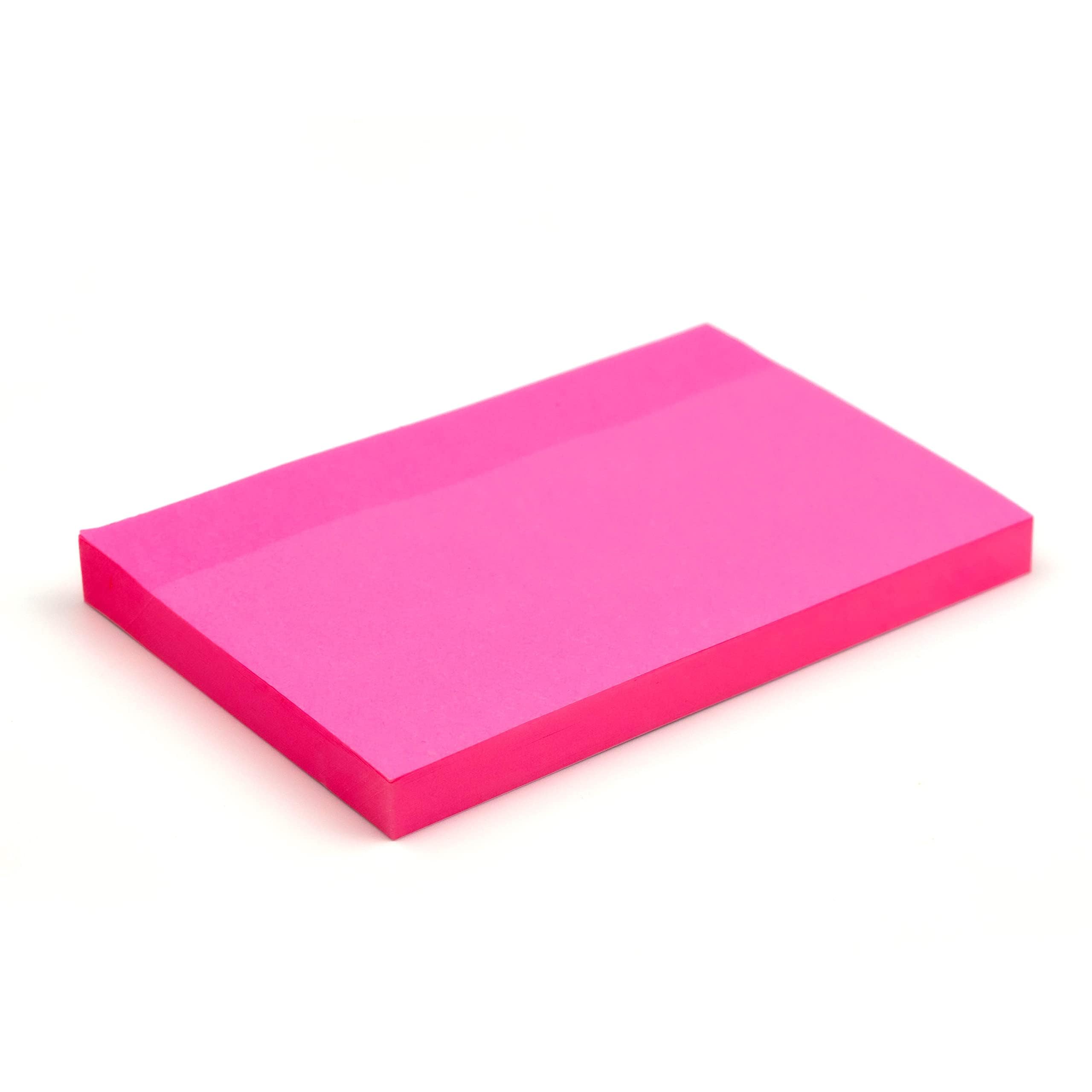 Evergreen Goods 3" x 5" (76mm x 127mm) Bright Pink Colour Sticky Notes Pads (100 Sheets Each) | Removable Adhesive Memo Pads in Pink | Set of 3 Pads | Self-Sticking Notes | Office, Home & School Use