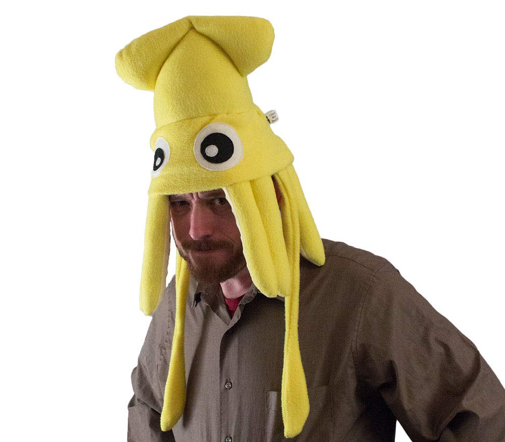 Handmade Medium Fleece Squid Hat Yellow Handmade