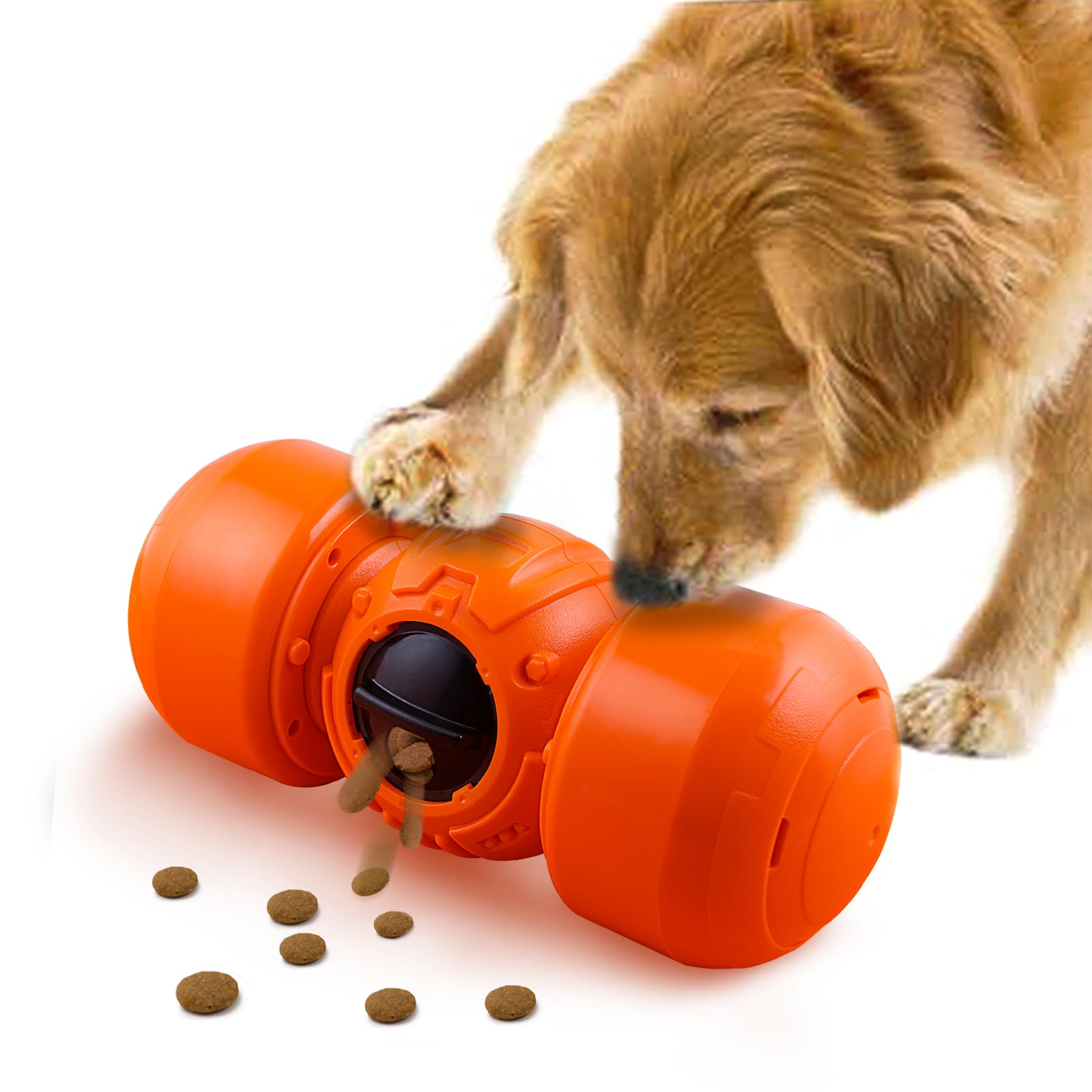 Leipple Interactive Dog Toy for Large Dogs, Rolling Dog Treat Dispenser Slow Feeder, Automatic Durable Puzzle Toy Slow Feeder for Improve IQ, Reduce Boredom, Medium Large Dogs (Yellow)