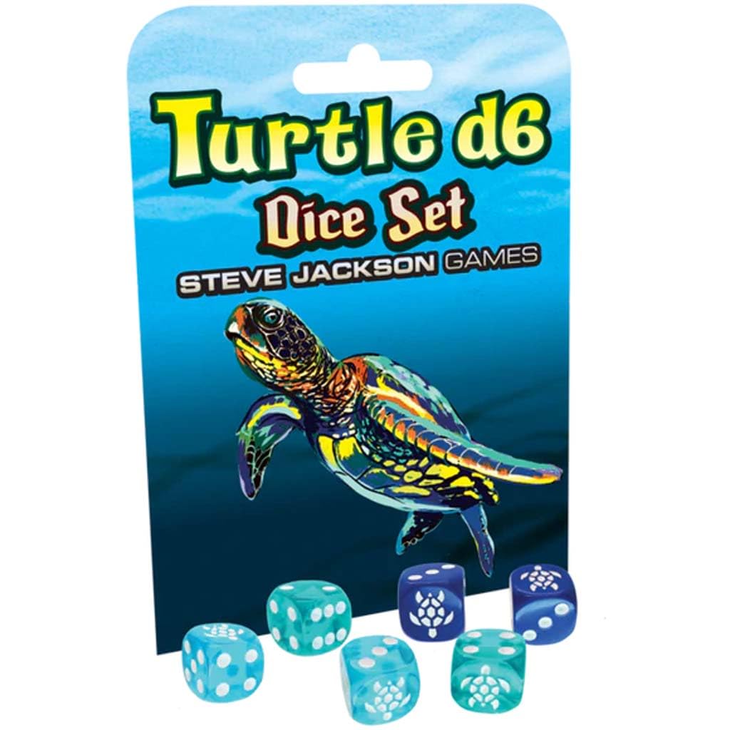 Turtle d6 Dice Set | 6 Pcs | 16mm Six-Sided | Translucent Dice | Tabletop Roleplaying Games | RPG | from Steve Jackson Games