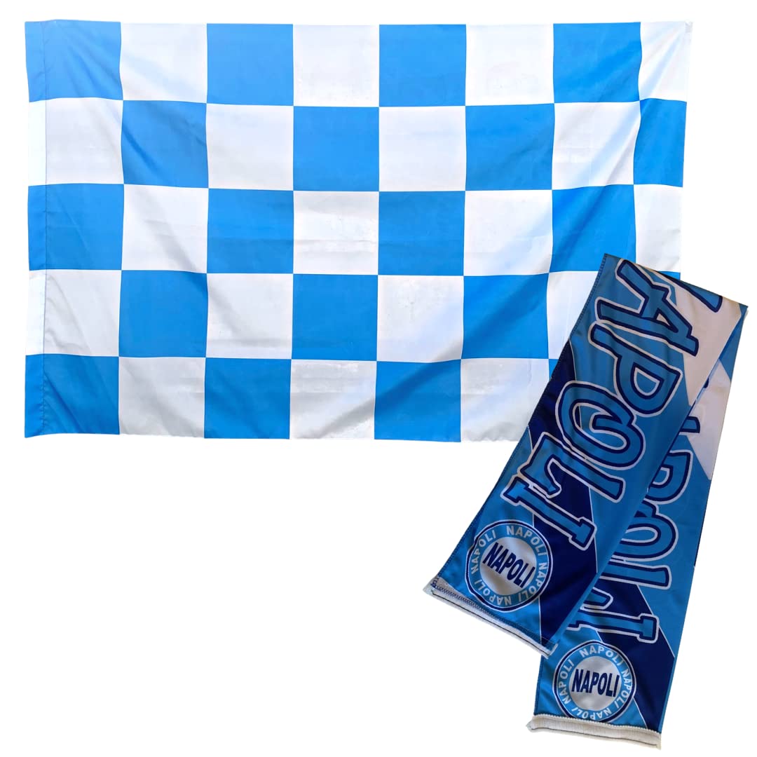 "Magico Napoli" Scarf 20x120 cm + Chess Flag of Naples with Rod Loop 90x150 cm