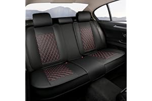 GIANT PANDA Rear Bench Car Seat Cover Fit Most Sedans SUVs Pickup Trucks (Black+Red Line)