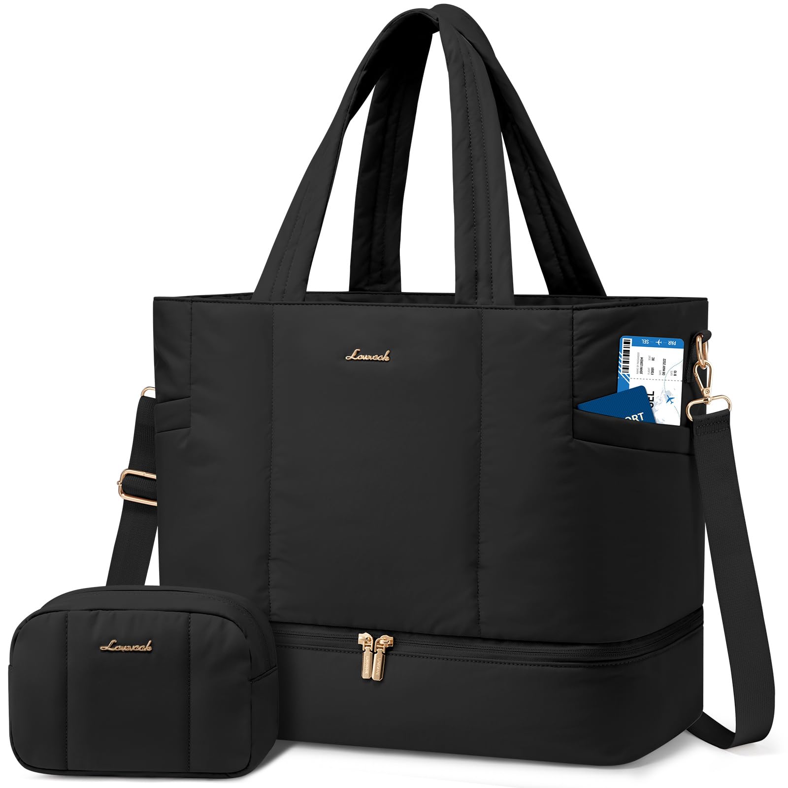 Photo 1 of LOVEVOOK Travel Duffle Bag, Puffer Weekender Bags for Women with Shoes Compartment, 42L Large Personal Item Carry On Overnight Duffel Bags For Airplane, Gym Tote, Hospital Bag for Women Labor Delivery