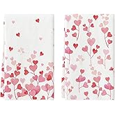 Artoid Mode Pink Love Heart Branch Valentine's Kitchen Towels Dish Towels, 18x26 Inch Anniversary Wedding Decoration Cleaning Set of 2