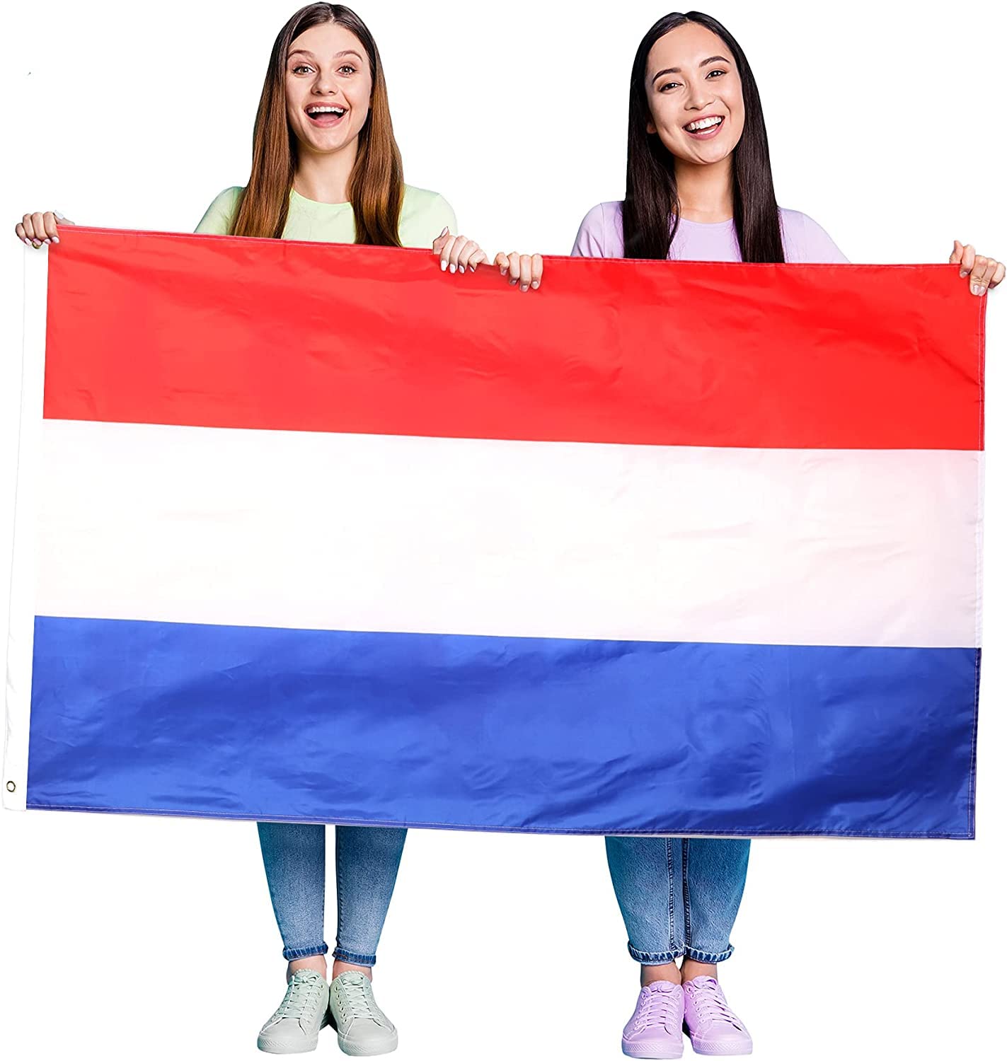 Netherlands Flag Fancy Dress Decoration - Pack of 1 - Dutch Large Flag with Grommets Approx 5ft x 3ft - Football, Rugby - Sporting Events, Street Parties, Festivals and Celebrations