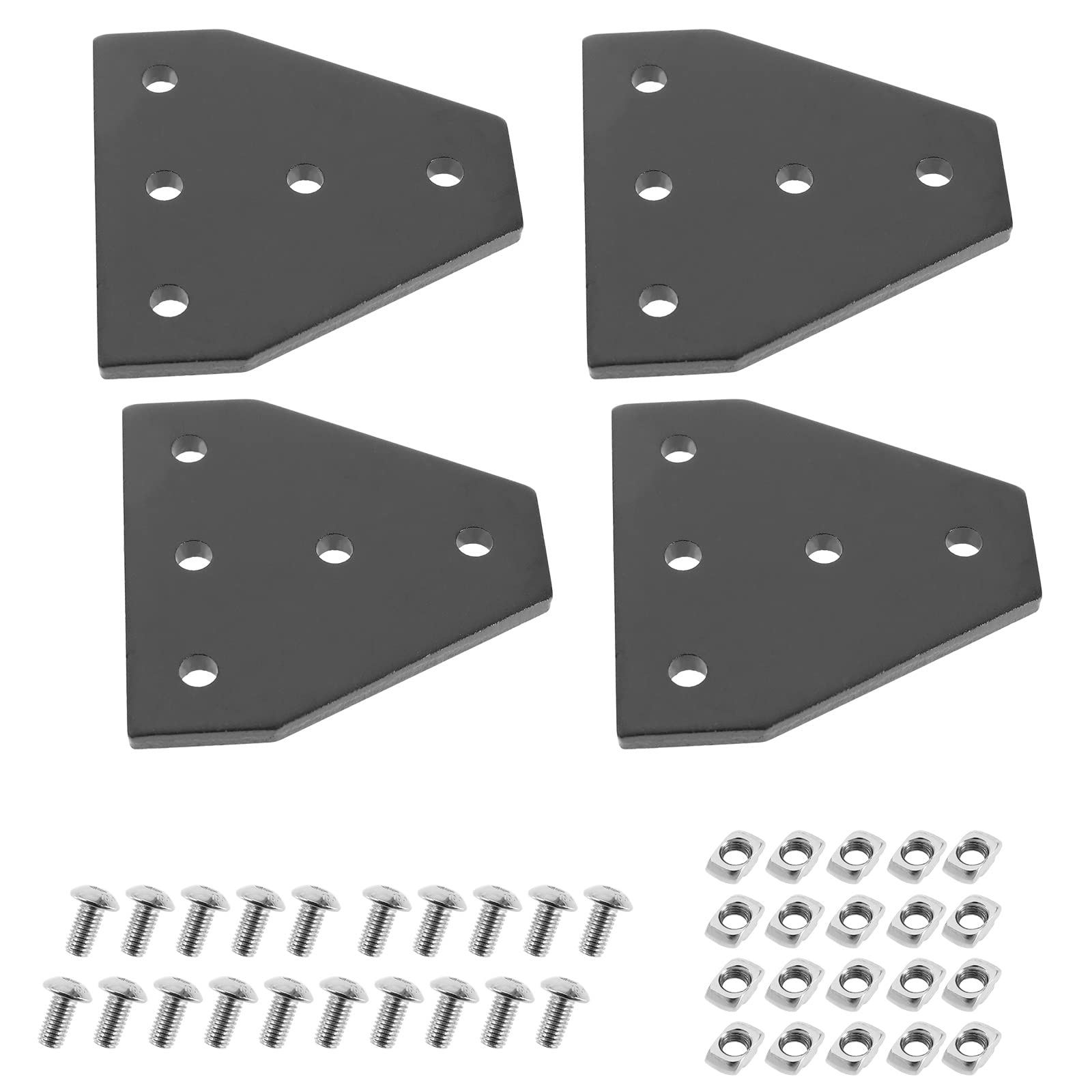 YINETTECH 4PCS T Shape Outside Joining Plate 60x60x4mm 5-Hole Joint Bracket Compatible with 2020 Series Mishmi Series Open Builds V-Slot Aluminum Extrusion Profile