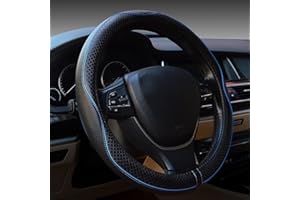 iolory 15 Inch Car Leather Steering Wheel Cover,Car Accessories,Breathable Anti-Slip Auto Steering Wheel Wrap Protector,Elast