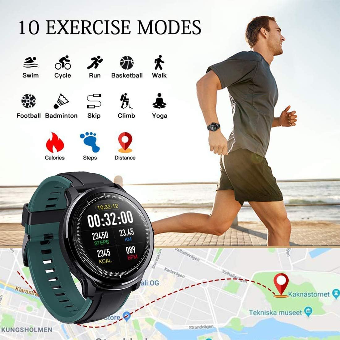 EUMI SmartWatch Reloj Inteligente IP68, Varias Interfaces ...