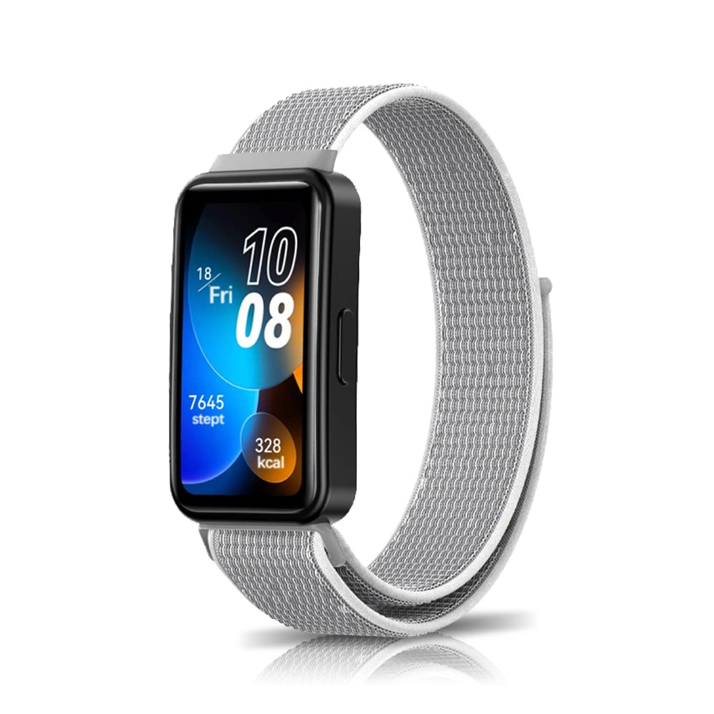 Niboow Strap Compatible with Huawei Band 7, Men Women Children Nylon Soft Lightweight Breathable Watch Bands Compatible with Huawei Band 7 - White