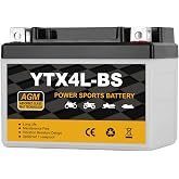 Daakmax YTX4L-BS Motorcycle Battery 12V 3Ah, 70 CCA Sealed AGM Rechargeable Maintenance Free Battery, Replacement for ATV, 50cc Scooter, Dirt Bike