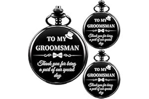 Afcrho Groomsmen Gifts Set Pocket Watch for Men Bestman Gift Engraved Pocket Watches for Groomsman Gift Set Mens Pocket Watch