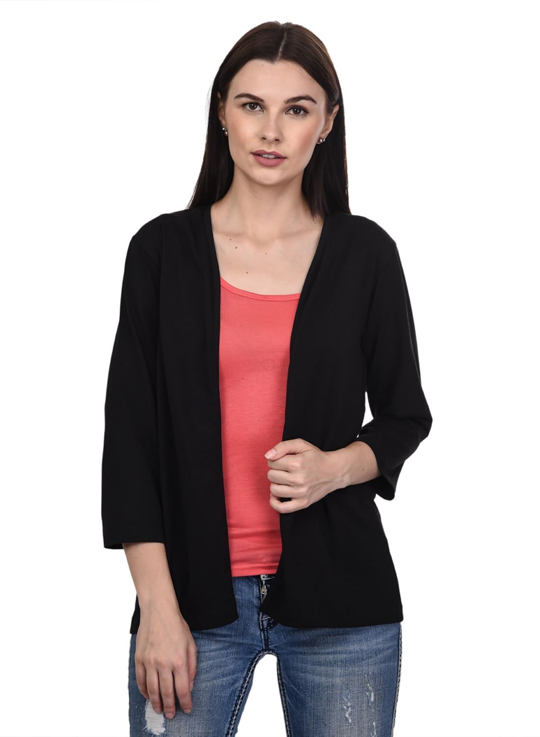 women's 3/4 th sleeves open plain shrug ( ts18 )