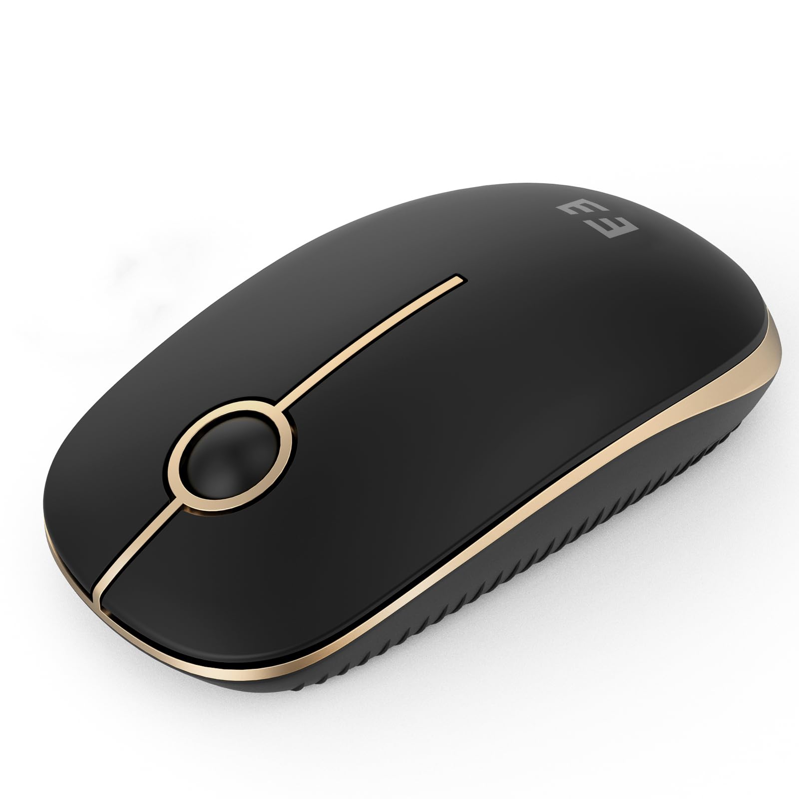 seenda Maus Kabellos, 2,4G Funkmaus mit 1600 DPI für PC/Laptop/Linux, 3 Leise Tasten, Für Links- und Rechtshänder, 18 Monate Akkulaufzeit (Schwarz und Gold)