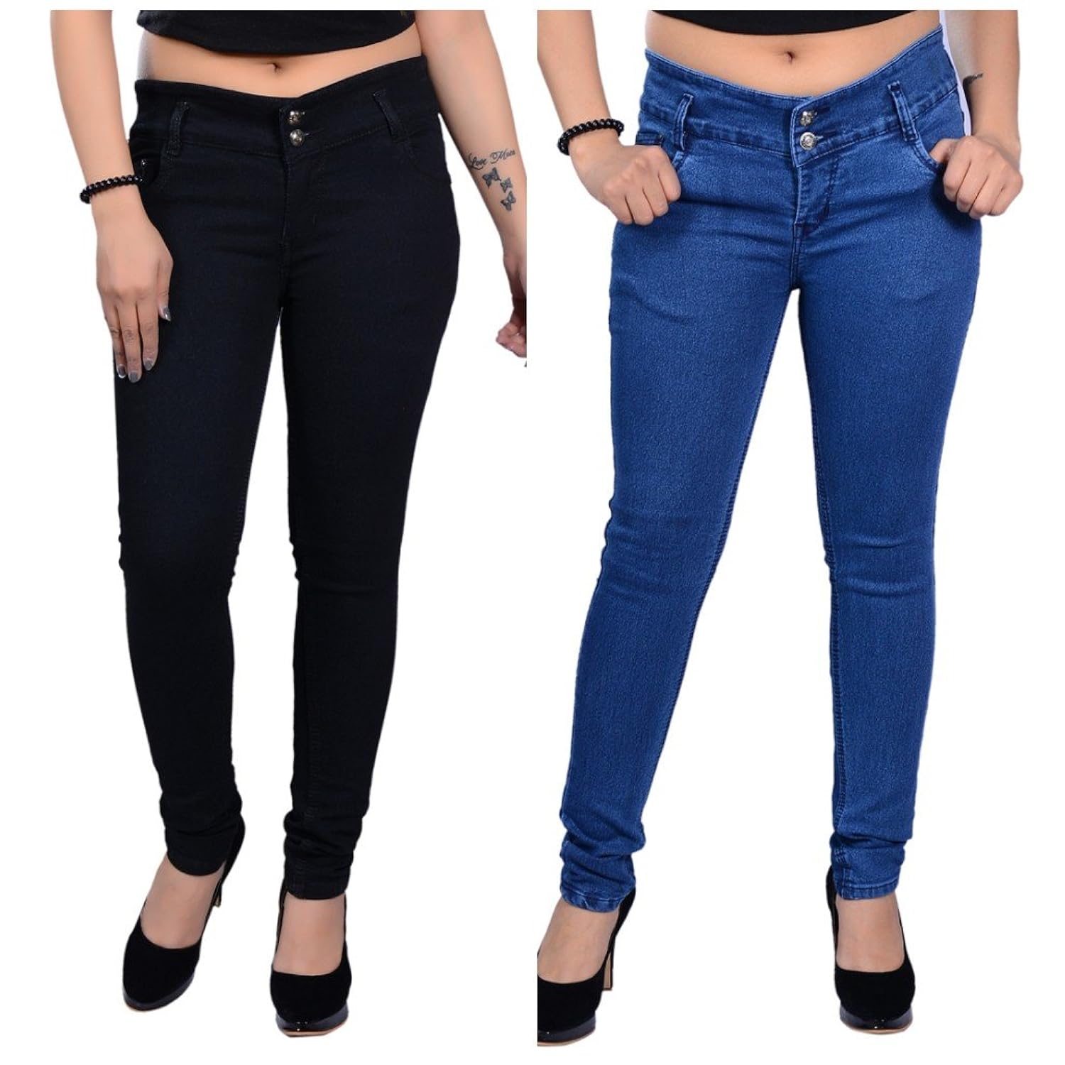 women's denim jeans combo, full strechable, (pack of 2)