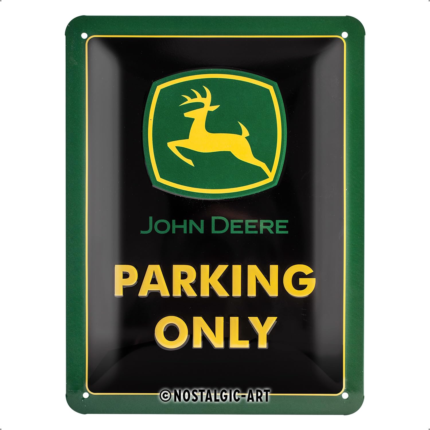 Nostalgic-Art Retro Tin Sign – John Deere Parking Only – Gift idea for tractor fans, Metal Plaque, Vintage design for wall decoration, 15 x 20 cm