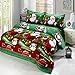 Anself 4pcs Polyester Fiber 3D Printed Cartoon Merry Santa Claus Deep Pocket Bedding Set Bedclothes Cover Bed Sheet 2 Pillowcases