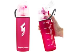 Linowos Drinking and Misting Sports Water Bottle, Non-Toxic BPA Free, Fast Water Flow Opens with 1-Click, Portable Leak-Proof Spray Cup for Cycling Fitness Camping Hiking Outdoor