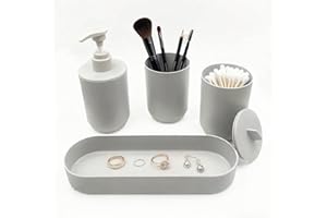 Lightweight Bathroom Accessories Set - 4 Pcs Bathroom Accessory Sets with Toothbrush Holder,Lotion Soap Dispenser,Qtip Holder