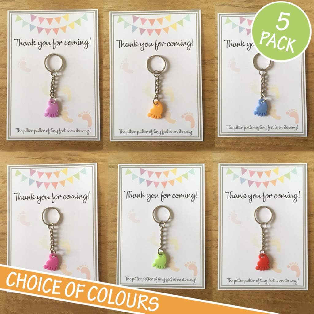 5 Pack 'Choose Your Colours' Feet Keyrings -Baby Shower /Christening Favours