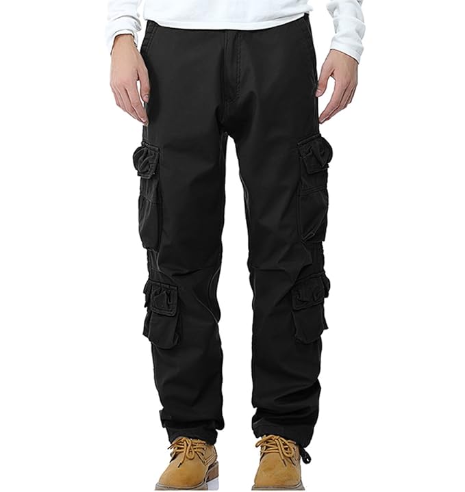 Sunshey Herren Thermohose Thermo-Cargohose Arbeitshose Fleece gefüttert warm Innen aus Baumwolle mit mehere Taschen Loose Fit