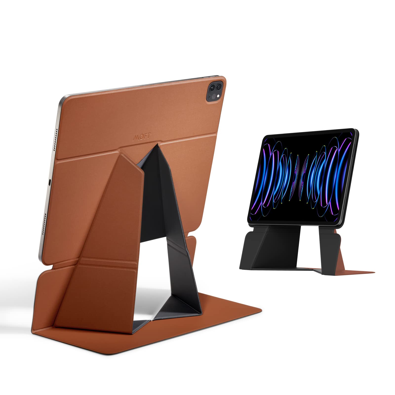 MOFT Tablet Stand for Desk, Leather Folio Adjustable iPad Stand Holder Magnetic Cover with Multiple Viewing Angles, Auto Wake/Sleep, Compatible with iPad Pro 12.9-in 2022/2021/2020 (2023 Version)