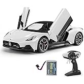 MIEBELY Maserati Remote Control Car, Openable Door 1:12 Scale Rc Toy Car 7.4V 900mAh Licensed 12Km/h Fast Rc Cars with Led Light 2.4Ghz Model Car for Adults Boys Girls Birthday Ideas Gift (White)