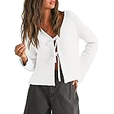 Trendy Queen Womens Tie Front Tops Fall Cardigan Sweaters 2026 Fashion Crochet Crop Winter Clothes Cute Y2K Casual Outfits