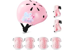 Kids Bike Helmet, Toddler Helmet for Ages 2-8 Boys Girls with Sports Protective Gear Set Knee Elbow Wrist Pads for Skateboard