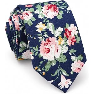 Eohak Floral Ties for Men Skinny Tie Flower Necktie for Wedding Anniversary