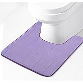 Lifup Soft U-Shaped Bathroom Rug, Memory Foam Bath Mat, Non Slip Water Absorption Dry Fast Toilet Mat, Bathroom Floor Mat Purple 1.3 x 1.6 Feet