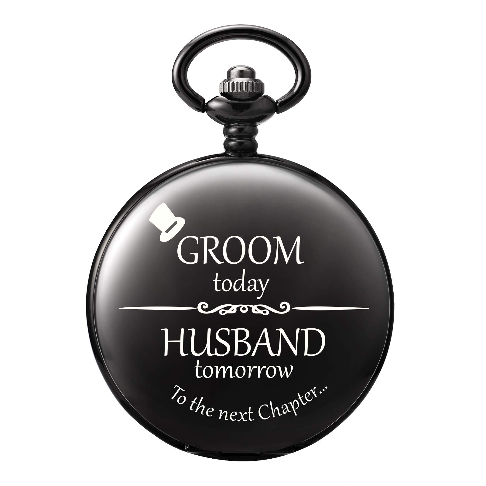 TREEWETO Pocket Watch - Personalised Engraved for Groomsman Man Pocket Watch Quartz Fobwatch - Groom Gifts for Wedding | Best Man Gifts Wedding Gift