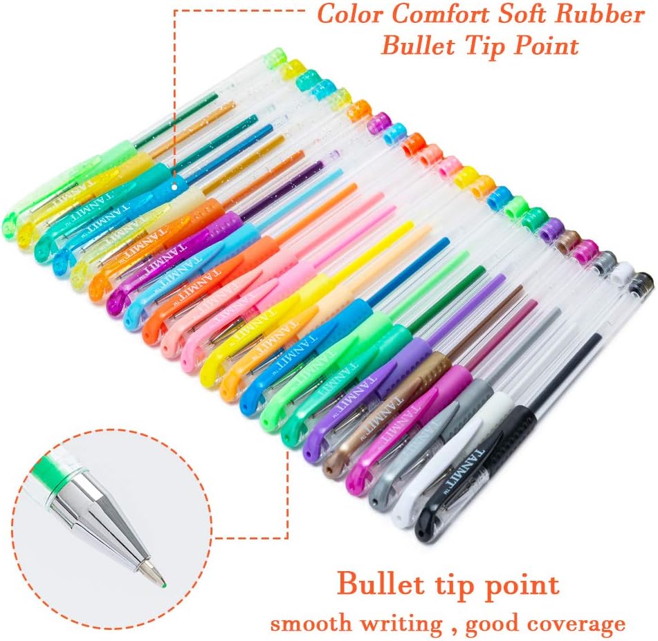 Tanmit Gel Pens Set Colored Pen Fine Point Art Marker Pen 36 Unique Colors for Adult Coloring Books Kid Doodling Scrapbooking Drawing Writing Sketching Highlighter Pens