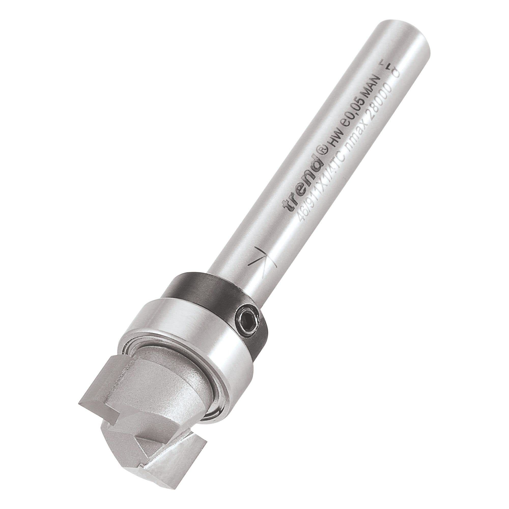 Trend Professional Guided Profiler, 12.7mm Diameter x 6.35mm Cut, 1/4 Inch Shank, 1/2 Inch Bearing, Tungsten Carbide Tipped, 46/911X1/4TC — image 1