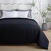SheRest 1 Piece Duvet Cover Queen Size - 100% Viscose Derived from Bamboo, Soft Breathable Cooling Comforter Cover for Hot Sleepers, 8 Corner Ties and Zipper Closure, No Comforter (Black, 90"x90")