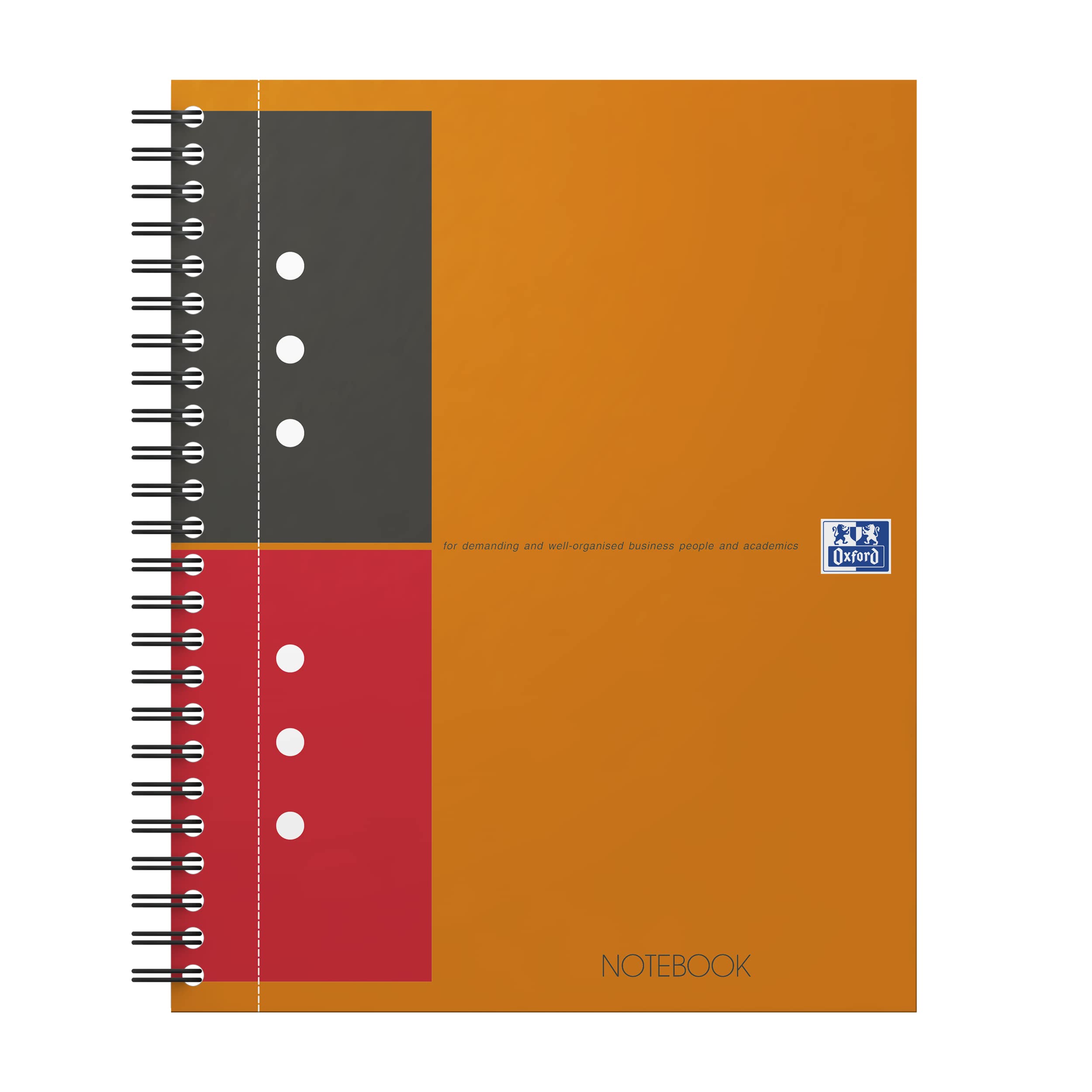 OXFORD 100102680 Notebook International A5 + lined 160 sheets sturdy cardboard cover orange Spiral Notebook Collegeblock - clever organization for managers and executives