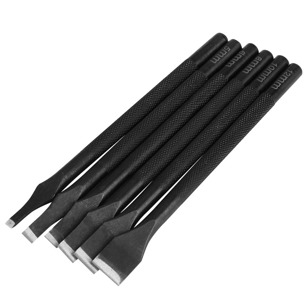6PCS Metal Leather Punch Set Leather Straight Slot Punch DIY Craft Hand Work Tool with 3mm/5mm/6mm/8mm/10mm/12mm Straight Puncher