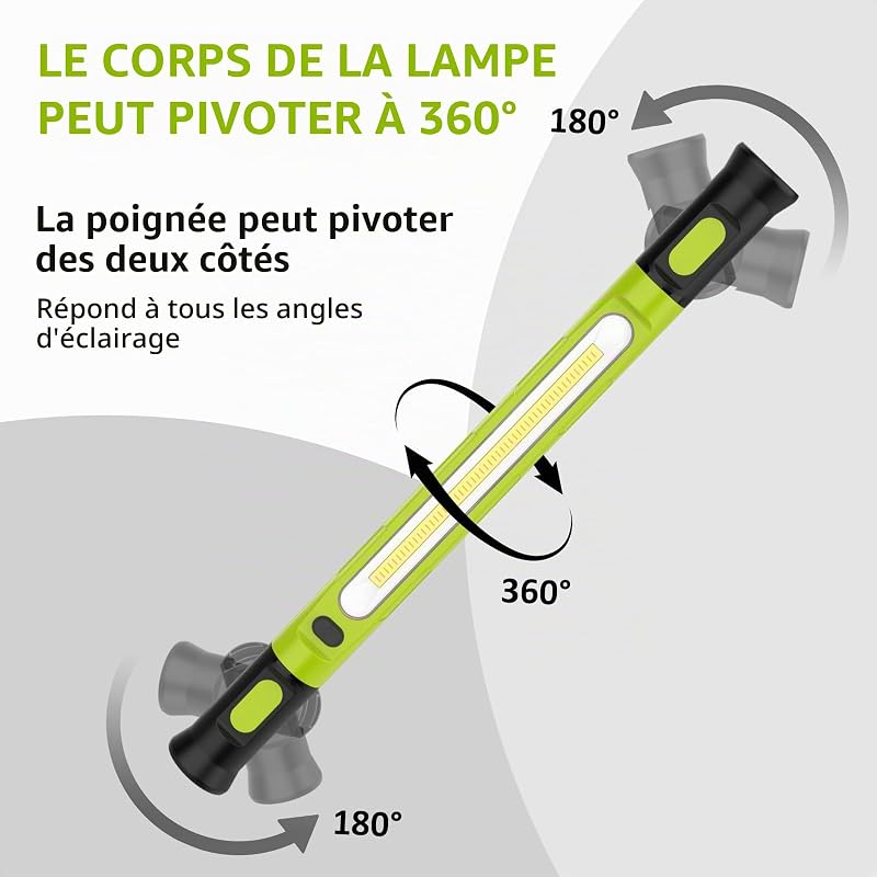 Lampe de Travail 3000LM, 6000mAh Baladeuse LED Rechargeable