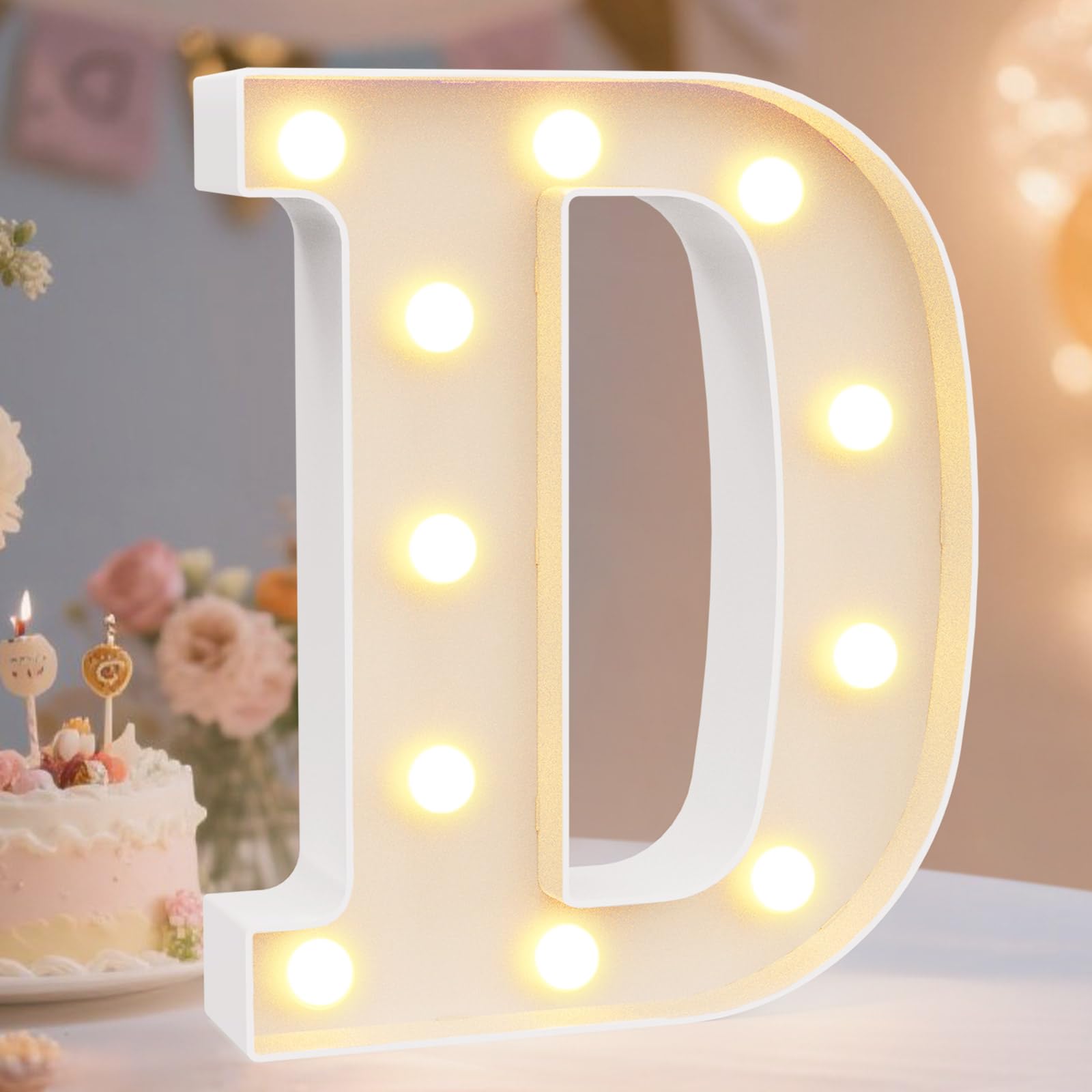 Photo 1 of Pooqla LED Marquee Letter Lights Sign, Light Up Alphabet Letter for Home Party Wedding Decoration D