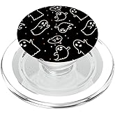 Spooky Halloween Ghost Pattern Black And White Halloween PopSockets PopGrip for MagSafe