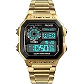 SKMEI Wrist Watch for Men, Digital Sports Waterproof Watch with Dual Time Chronograph Countdown Alarm Backlight