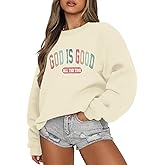 Lubpow God Is Good Sweatshirt Christian Sweatshirts for Women Oversized Jesus Faith Shirts Inspirational Bible Verse Pullover