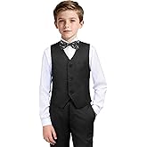 Boys Formal Suit Vest and Pants Set 6 Pieces Suits for Boy Wedding Ring Bearer Outfit for Kids Tuxedo