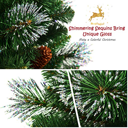 HAPPYGRILL 4FT Christmas Tree Artificial Flocked Entrance Tree with