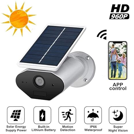 NBZH Cámara de Seguridad IP Solar HD1080P, cableado Gratuito ...