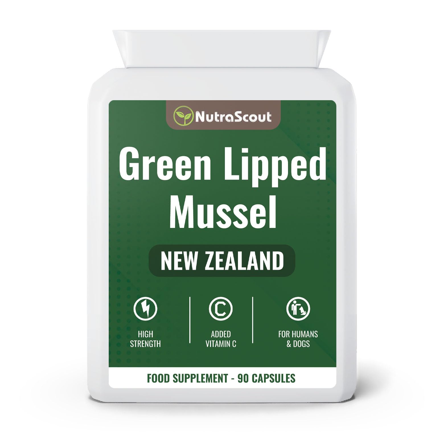 #1 Green Lipped Mussel for Humans and Dogs | New Zealand Sourced, UK Made Capsules with Added Vitamin C | Lab Tested With No Fillers | Joint Care Omega 3 Supplement | 3 Month Supply By NutraScout