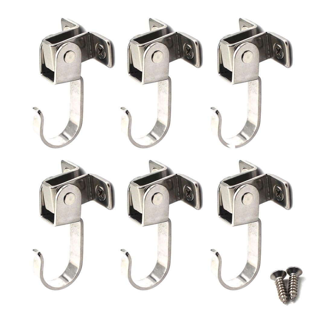 Flomore Rotating Hanger Hook 304 Stainless Steel Ceiling Hook Wall Mount Utility Hook Great for Boat Rigging,Hanging Plants,Hanger Coat(Pack of 6)
