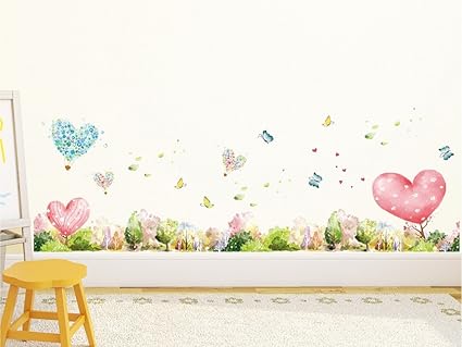 Amazon Brand - Solimo Wall Sticker for Home (Happy Hearts, Ideal Size on Wall, 137 cm X 56 cm)