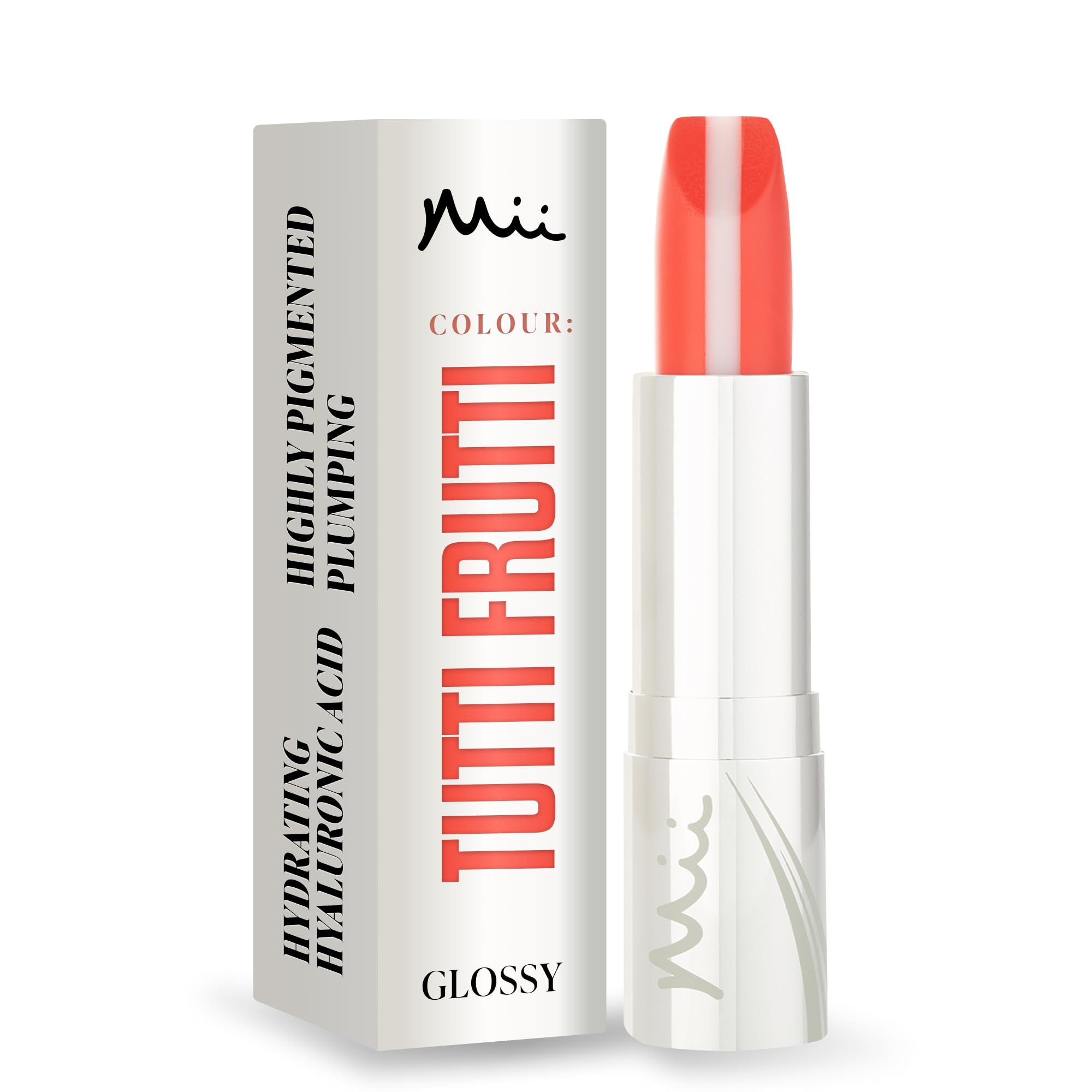 Mii Cosmetics HydraBoost Lip Lover Lipstick, Long Lasting, Packed with Hyaluronic Acid, High Impact Colour, Glossy Luminous Finish, Moisturising Lipstick for Healthy & Plump Lips, Tutti Frutti